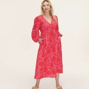 kate spade new york x Target  Classic Rose Linen Long Sleeve maxi Dress SZ M